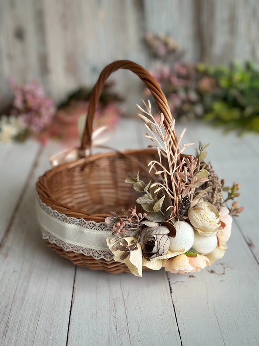 koszyki wielkanocne Wielkanocny koszyczek na święconkę, koszyczek z dekoracją