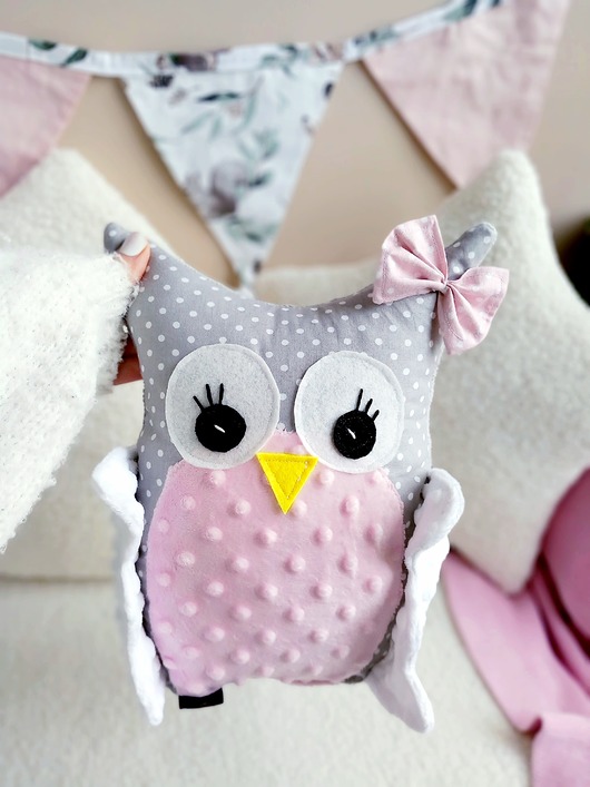 przytulanki dla niemowląt i dzieci Poduszka dekoracyjna SÓWKA SOWA imię dziecka metryczka PREZENT