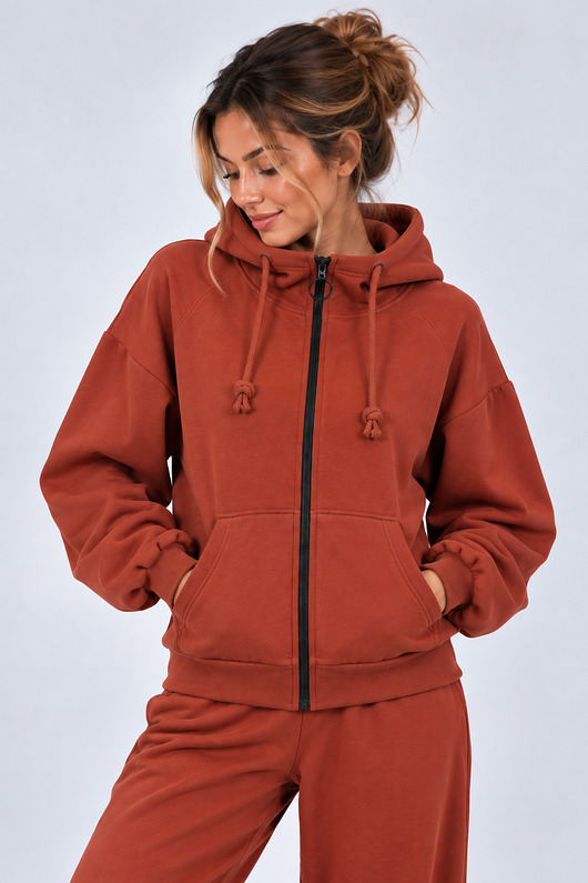 bluza z kapturem damska Bluza Na Zamek ,,SUZANA" Batat