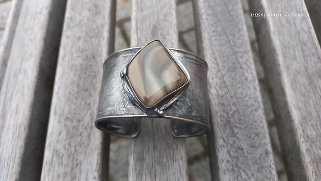 bransoletki wire wrapping Krzemień pasiasty - bransoletka regulowana