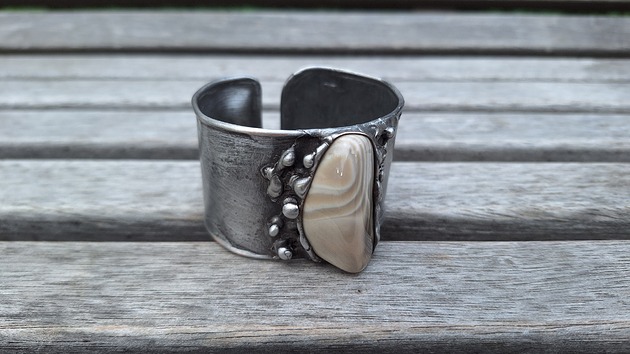 bransoletki wire wrapping Szarość - bransoletka regulowana