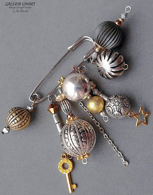 broszki Broszka w stylu boho handmade na agrafie niezwykła, miły prezent dla niej