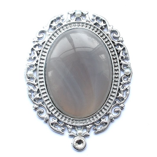 broszki UNIKAT - broszka kameliowa z agatem szarym