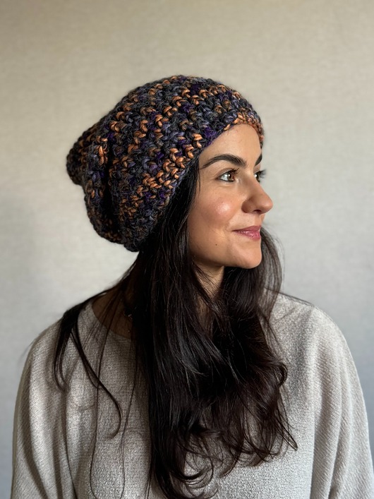 czapki damskie Kolorowa duża czapka beanie z wełną i alpaką