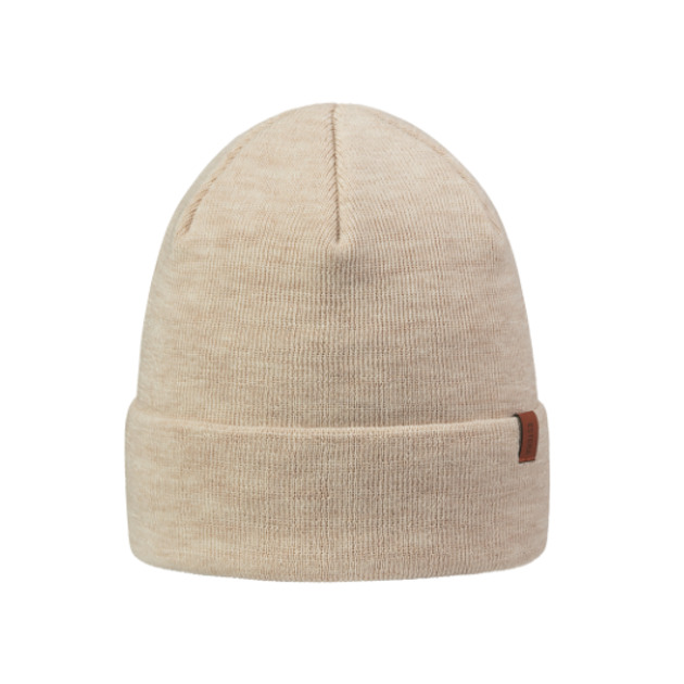 czapki damskie Wełniana beżowa czapka 100% merino wool, gładka