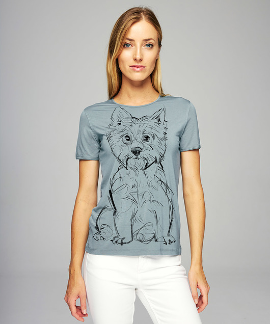 t-shirt damskie Westie Dog Women's T-shirt storm cloud