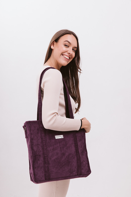 torby na ramię Sztruksowa torba shopper fiolet