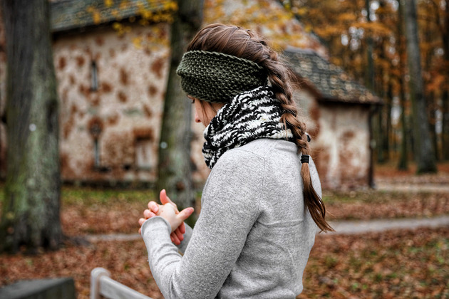 opaski do włosów Oliwkowa miękka wełniana opaska twist