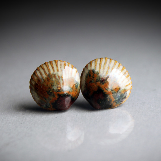 kolczyki ceramiczne Shell/stal chirurgiczna/