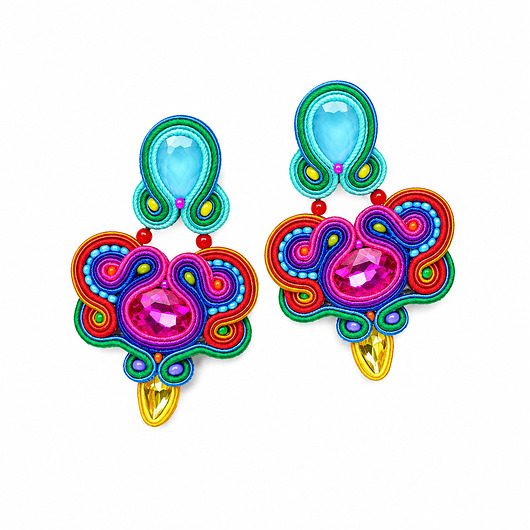 kolczyki soutache Duże i kolorowe kolczyki sutasz