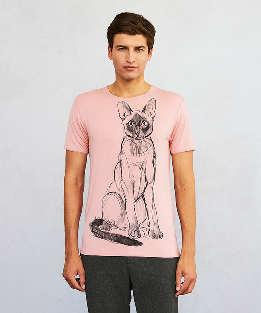 t-shirty męskie Siamese Cat Men's T-shirt light pink