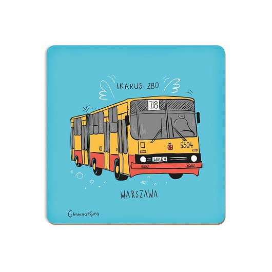 Podkładka pod kubek Warszawa Autobus Ikarus 280 Gliniana Kura