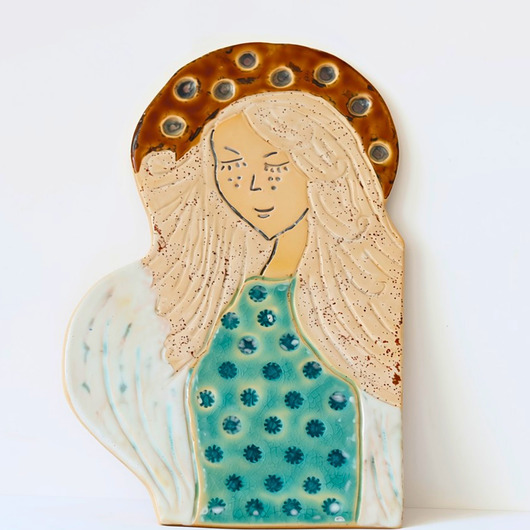 Ozdoby na ścianę Dekoracja na ścianę anioł ceramiczny
