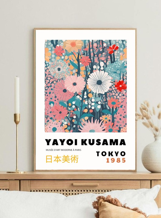 plakaty PLAKAT dekoracyjny , maki Yayoi Kusama, wystawowy, kwiaty