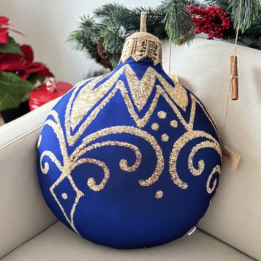 poduszki z grafiką Poduszka Dekoracyjna Bombka Niebieska Duża