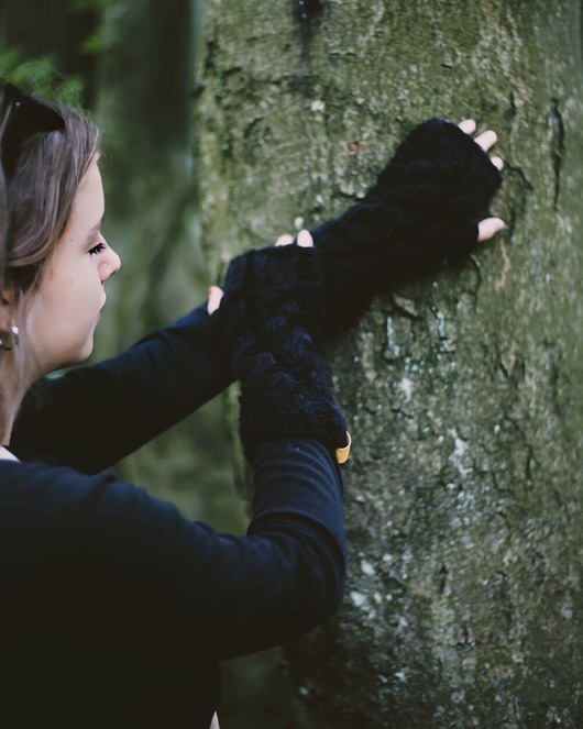 rękawiczki damskie Mitenki z warkoczami LULLABY 100 % alpaka