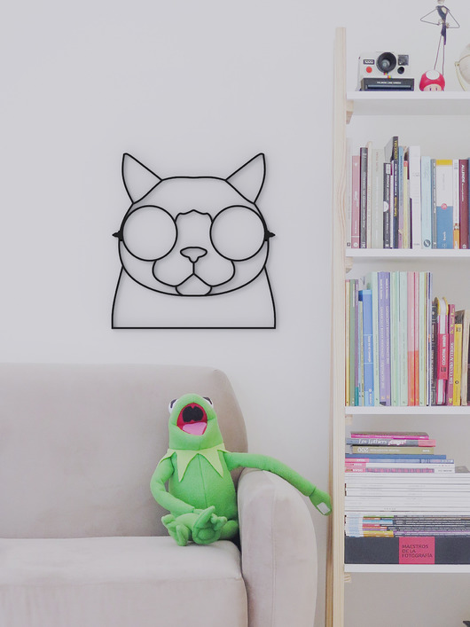 Ozdoby na ścianę Kot w okularach -dekoracja 3d na ścianę , ozdoba do pokoju dziecięcego