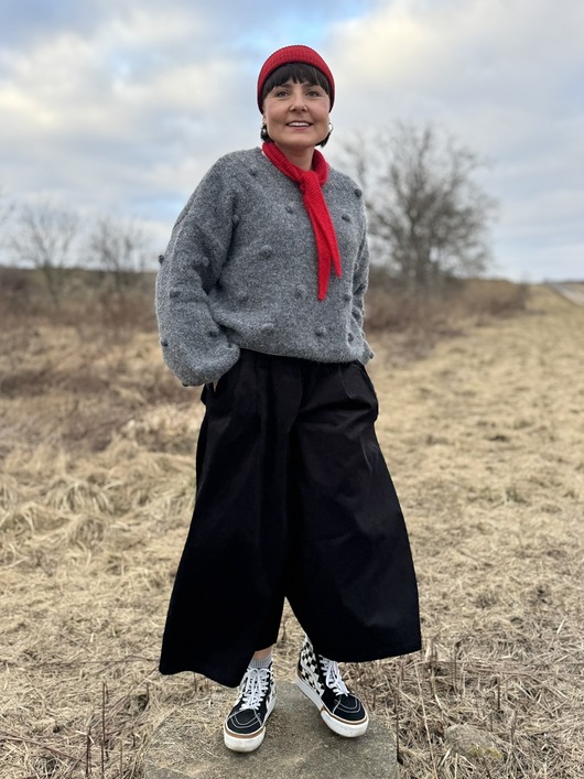 spodnie materiałowe damskie Sztruksowe kuloty