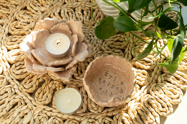 świeczniki i świece Ceramiczny świecznik na tealighty kpl 2 szt handmade