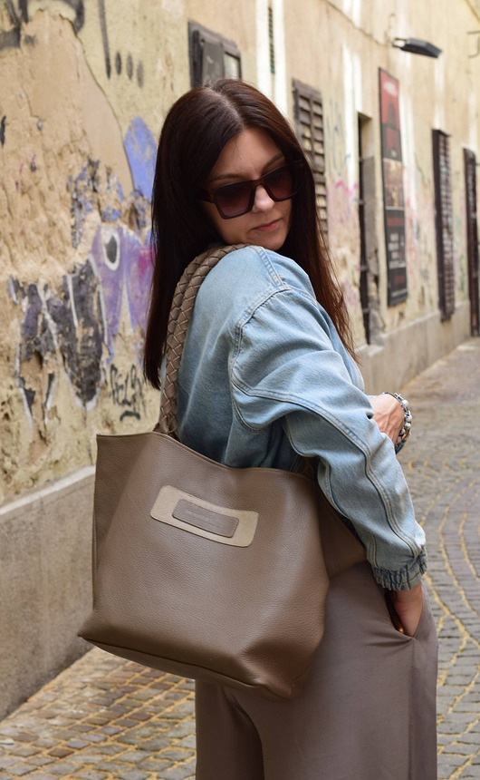 torby na ramię Skórzana torebka shopper - Sara