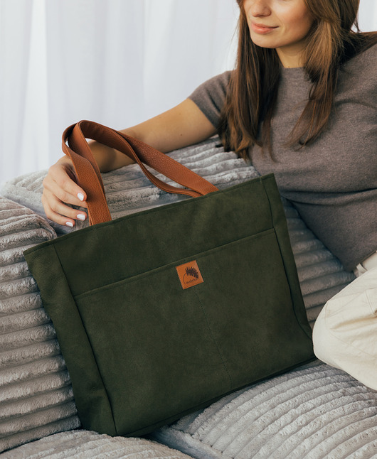 torby na ramię Torba NA LAPTOP z nubuku w kolorze khaki z rączkami rudy brąz