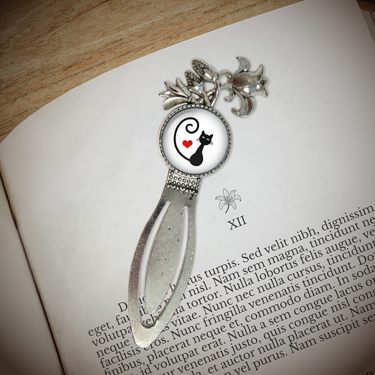 zakładki do książek Zakładka do książki - Kotek, serce - lilia