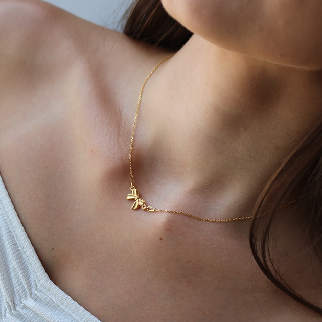 złote naszyjniki Naszyjnik z kokardką  srebro 925 pozłacane