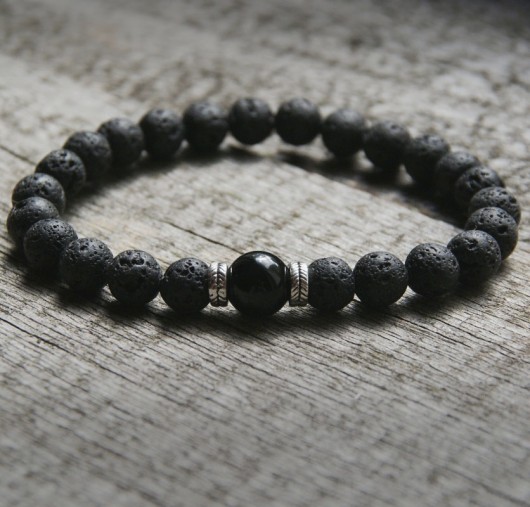 męska bransoletka :: black lava & onyx kaktusia