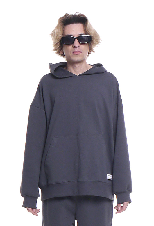 bluzy męskie Bluza hoodie oversize grafitowa