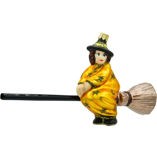 ozdoby choinkowe Bombka choinkowa: Czarownica na miotle: złota