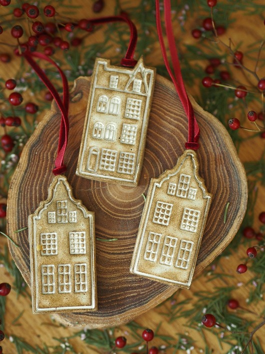 ozdoby choinkowe Zestaw kamieniczek na choinkę