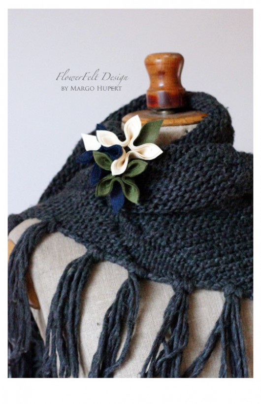 ecru oliwka i granat FlowerFelt Design