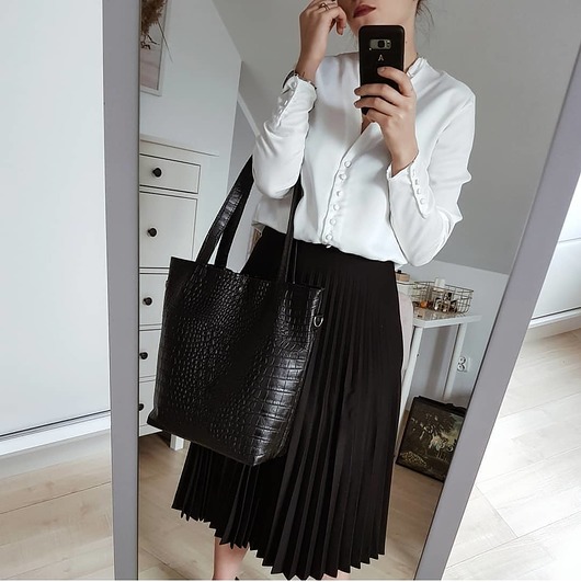 torby na ramię Skórzana Shopper Verona czarny CroCo mat