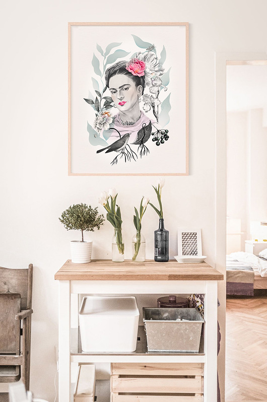 grafiki i ilustracje Autorska grafika "Frida Jungle" rośliny, kwiaty