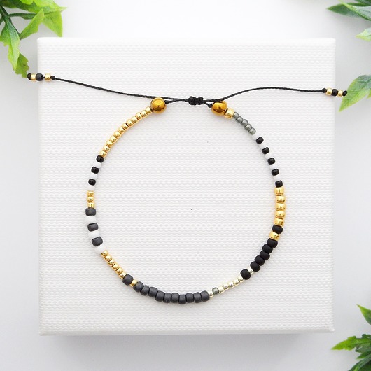 Bransoletka Minimal Hematite - Grey and Gold Ilovehandmade