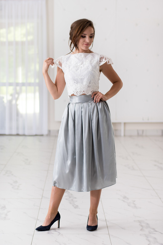 topy damskie Bluzka z koronki biała