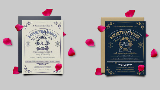 KOMPLET, zaproszenie ślubne, stylowe, eleganckie Flymouse