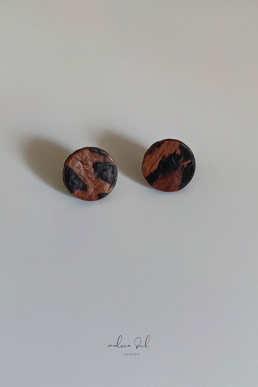 kolczyki - inne MINI GAJA urocze kolczyki ze skóry brązowa panterka