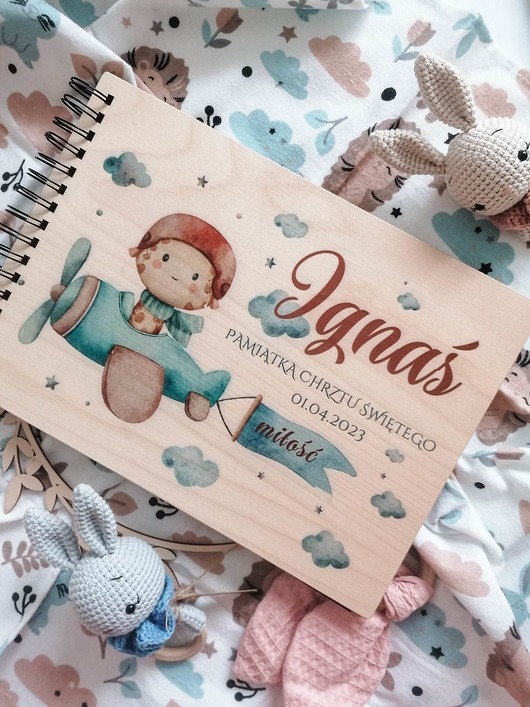kartki, zaproszenia na chrzest Metryczka dla chłopca, album chrzest roczek narodziny