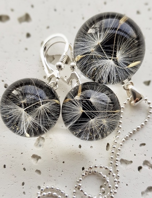 zestaw-dmuchawce w żywicy Grol Jewellery