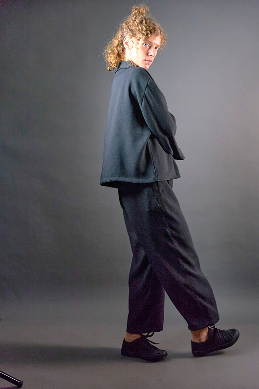 komplety damskie Garnitur do biura czarny melanż