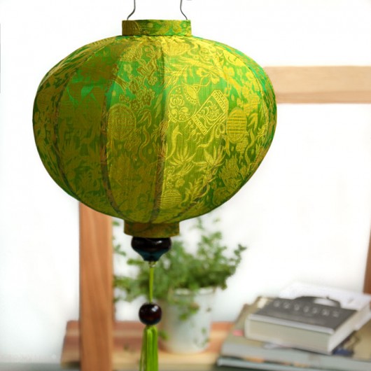 Lampion z jedwabiu, abażur Balloon, zielony Orientstation