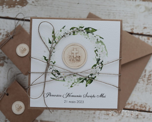 zaproszenia na komunię Najpiękniejsze oryginalne rustykalne zaproszenia na komunię - komunijne ręczn
