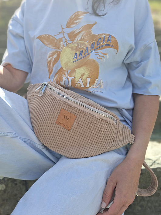 saszetka nerka Sztruksowa nerka damska basic Beżowa