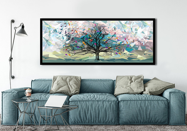 obrazy Obraz na płotnie PEJZAŻ ORIGAMI- 150x60cm