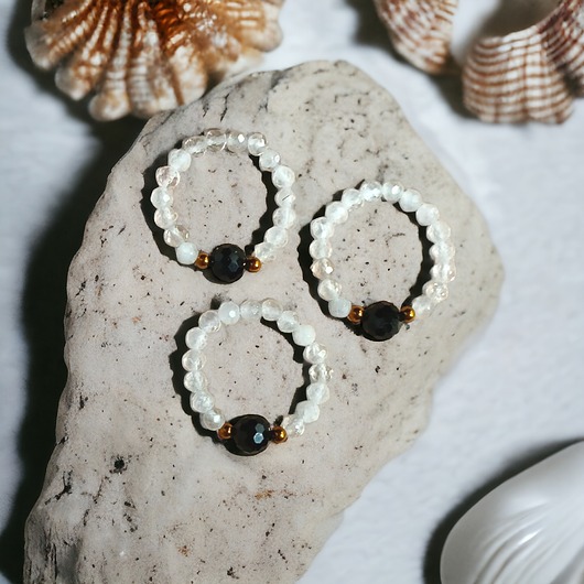 pierścionki elastyczne Pierścionek - turmalin, kryształ górski