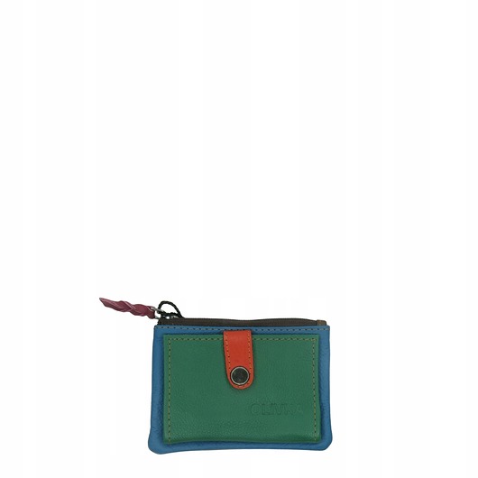 portfele damskie Portfel portfelik mały skórzany miejsce na bilon karty eko OLIVKA