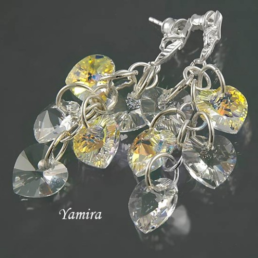 kryształ Swarovski gronka Crystal i Crystal AB - kolczyki yamira