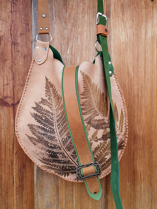 torby na ramię Skórzana torebka w paprocie