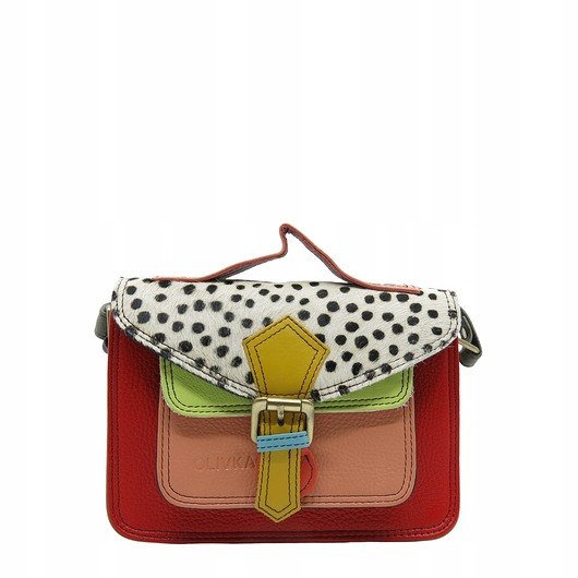 torby na ramię Torebka damska skórzana listonoszka kolorowa rączka regulowany pasek OLIVKA